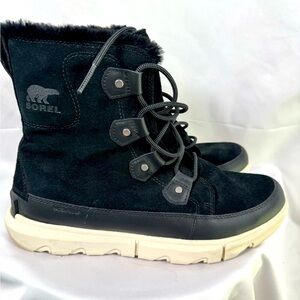 Sorel Womens Explorer II Joan Faux Fur Waterproof Ankle Boot Black 11 M Outdoor